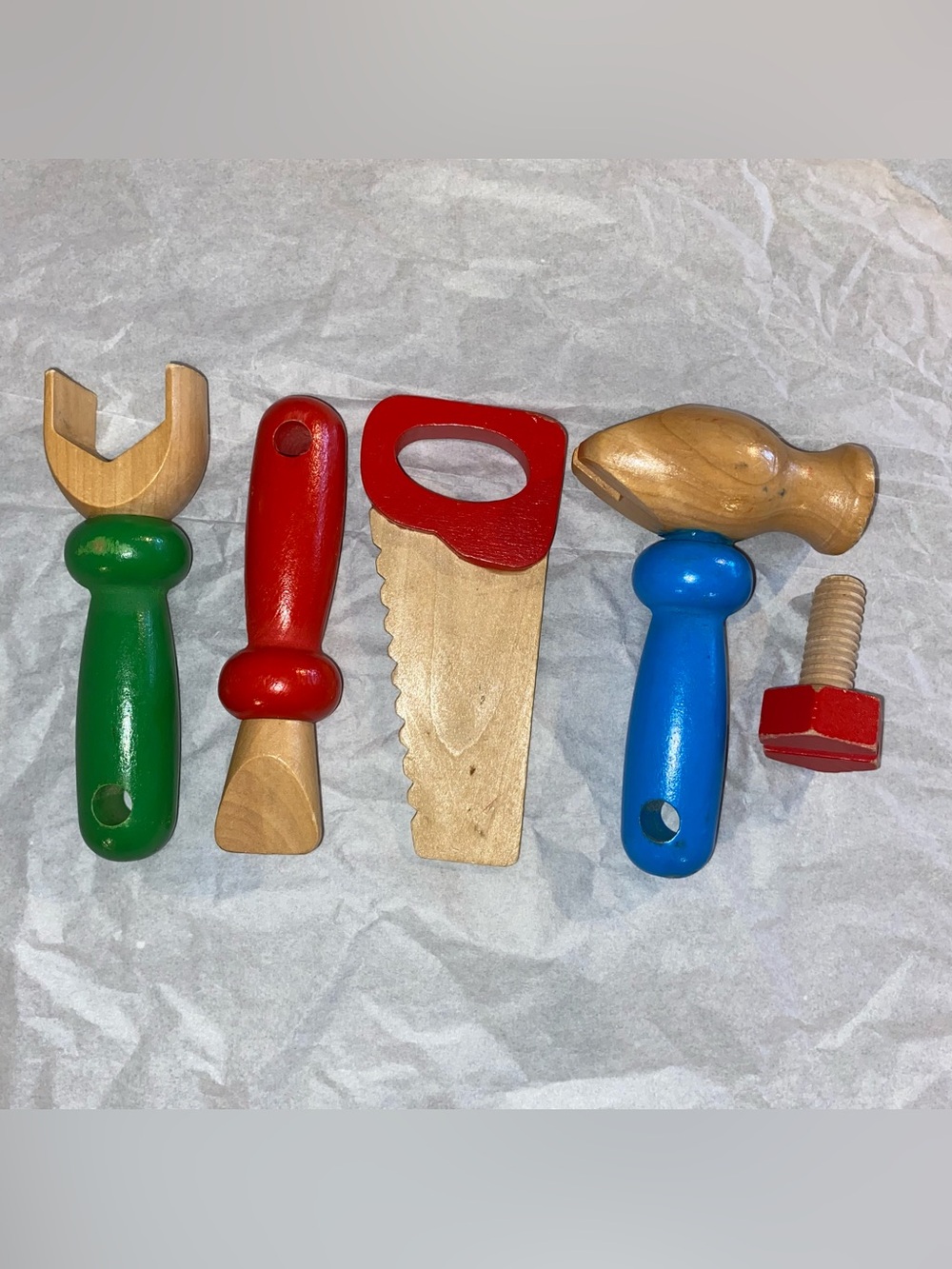 Wooden Kids Tool Set - Red, Blue, Green toddler toy